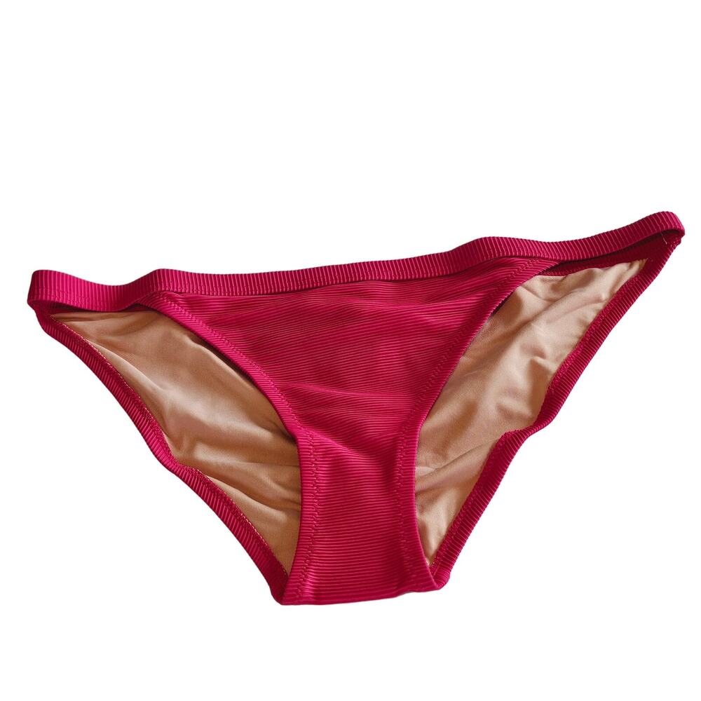 J Crew Ribbed Trim Hipster Full Coverage Bikini Bottom Pink Medium‎ BH485 Beach